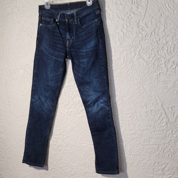 Dark Blue Skinny Jeans with Tapered Legs and Faded Thighs - Picture 4 of 7